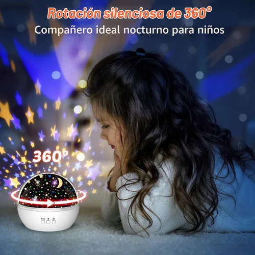 Vista 4 de Proyector de luces de copo de nieve de Navidad para interiores Luz nocturna de nieve y proyector de estrellas para niños Luz nocturna de Navidad
