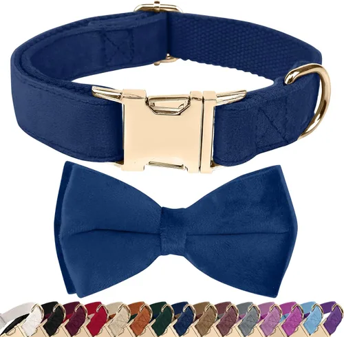 Vista 8 de Collares para perros con lazo, collar de terciopelo para cachorros con hebilla de seguridad de aleación de zinc, collar de lazo suave ajustable