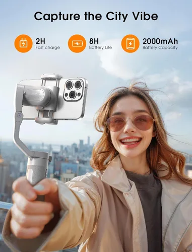 Vista 3 de hohem iSteady XE - Estabilizador de cardán para teléfono inteligente, cardán de teléfono de 3 ejes 2023, estabilizador plegable ultraligero