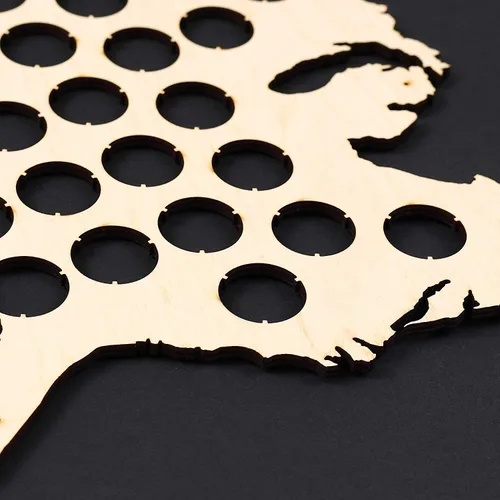 Vista 5 de All States Beer Cap Map Connecticut – 16 x 12 pulgadas – 56 tapas – Connecticut Beer Cap Holder – Madera contrachapada de abedul