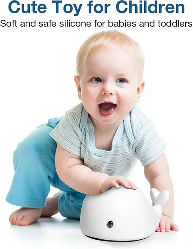 Vista 3 de OURRY Linda luz nocturna de ballena para niños, luz nocturna Kawaii para bebé con 7 colores LED cambiantes, control táctil, lámpara nocturna suave