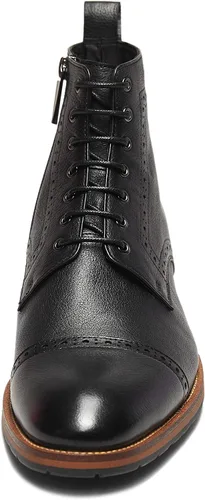 Vista 5 de Botas de cuero para hombre con cordones Brogue Cap Toe Negro