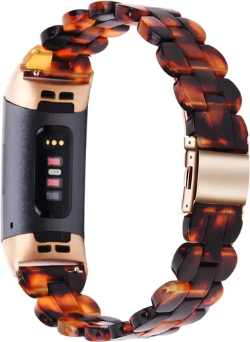 Vista 2 de Bandas ovaladas de resina compatibles con Fitbit Charge 3/3 SE/Charge 4 bandas para mujer, elegantes pulseras de relación con hebilla de acero