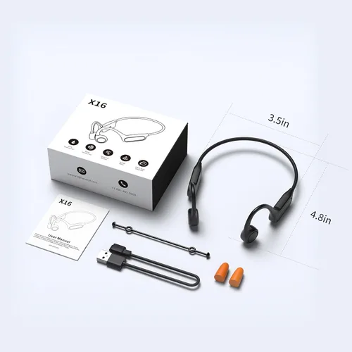 Vista 8 de Haowolf Auriculares de conducción ósea, auriculares Bluetooth 5.4 de oreja abierta 2026 con micrófono, IPX8 impermeables con 10 horas