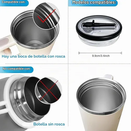 Vista 3 de Paquete de 2 tapas abatibles para vasos de 40 onzas, de repuesto, compatibles con Stanley Quencher, a prueba de fugas, resistentes a salpicaduras