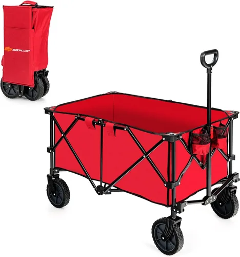 Vista 11 de S AFSTAR Carrito plegable de jardín, con mango ajustable y ruedas universales, carrito plegable resistente para material agrícola, juguetes, Gris