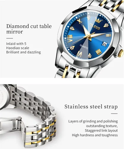 Vista 3 de OLEVS Women Watch Sliver Gold Stainless Steel Band Small Watches for Women with Date Quartz Analog Ladies Watches