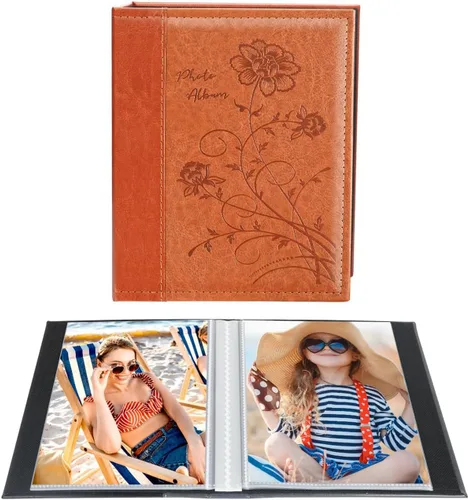 Vista 18 de Artmag Álbum de fotos de 5 x 7 pulgadas, con bolsillos transparentes para páginas transparentes, cubierta de piel, libro deslizante para álbum