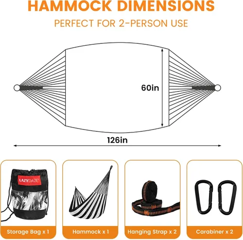 Vista 6 de Lazy Daze Hammocks Hamaca maya tejida a mano, hamaca doble de cuerda suave de 10.5 pies, hamaca portátil para exteriores con bolsa de transporte, 2