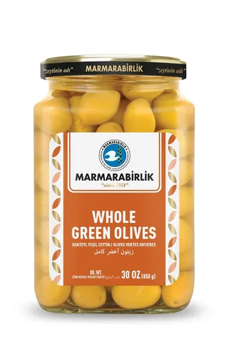 Vista 8 de Marmarabirlik Aceitunas verdes, aceitunas turcas en escabeche, verde cóctel, recogidas a mano, aperitivos saludables para ensaladas y mezze, fuente