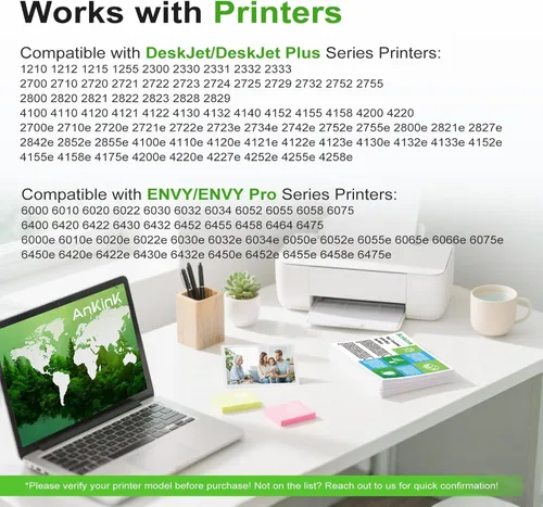 Vista 3 de Cartucho de tinta compatible 67XL de repuesto para HP 67 XL hp67xl Negro/Color Combo Pack para DeskJet Envy 2855e 2827e 2755e 6055e 2700 2700e 6000