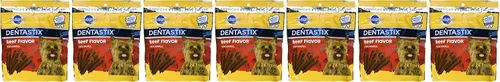 Vista 3 de Pedigree Dentastix - Juguete con sabor a carne de res, golosinas pequeñas para perros, 6 onzas, 24 golosinas