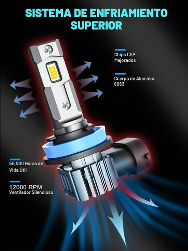 Vista 5 de RCJ H11 Bulbs, 16000LM Super Bright 6000K Cool White