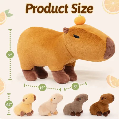 Vista 6 de OUOZZZ Capybara - Juguete de peluche grande 5 en 1 con 4 bebés extraíbles en el interior, regalo único para niñas y niños, regalo ideal de Capibara