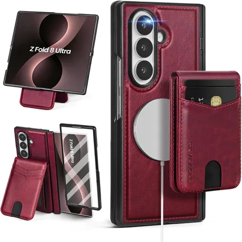 Vista 20 de SkyEagle Funda Cartera magnética desmontable compatible con Magsafe para Samsung Galaxy Z Fold 7 con tarjetero Protector de pantalla integrado