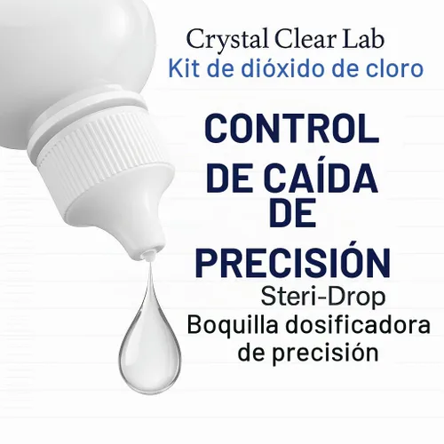 Vista 3 de Crystal Clear Lab - Juego de dióxido de cloro puro de CDS con botellas de una sola gota, HCl grande, 2 onzas líquidas