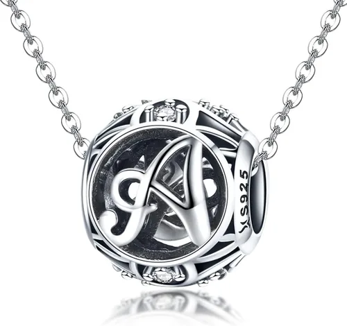 Vista 5 de Plata de ley 925 con piedras cúbicas, opciones completas de regalo de la A Z, cuentas de letras del alfabeto para pulseras europeas Pandora