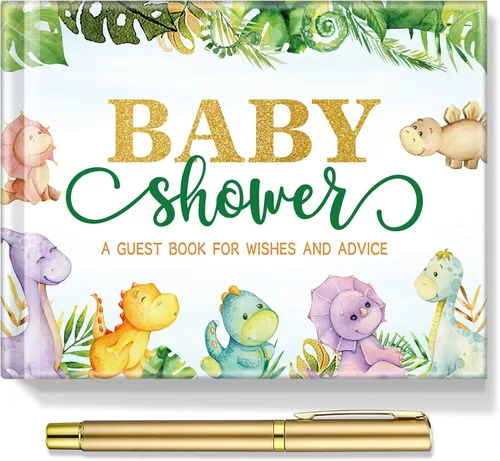 Vista 11 de Fuyoooo 27 piezas de libro de invitados para baby shower de safari en la jungla con tarjeta de lugar floral y sello de inicio de sesión para baby