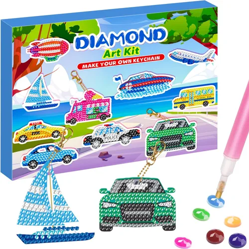Vista 14 de Labeol Artes y manualidades para niños de 8 a 12 años – Crea tus propios llaveros GEM, arte de diamantes 5D por números, kits de arte GEM para niños