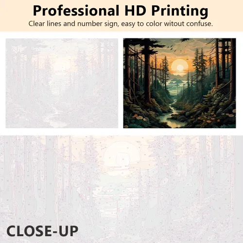 Vista 5 de TUMOVO Pintura por números para adultos, lienzo de paisaje forestal, kits de pintura por números, kits de pintura por números, pintura para adultos
