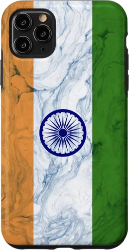 Vista 4 de iPhone 12 mini bandera de la India y fondo elegante - Funda del orgullo indio