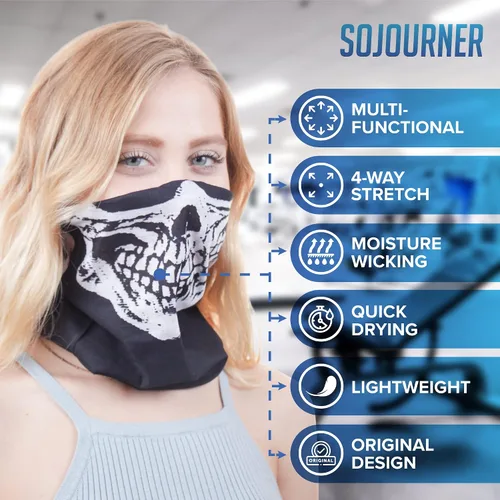 Vista 3 de Bufanda cubrebocas, protección de cuello, cubierta de rostro para hombres y mujeres I Bufanda cubrebocas