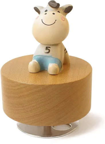 Vista 10 de SOFTALK Caja de música mecánica de madera con diseño de animal, con texto en inglés "You are My Sunshine", regalo para niños y niñas (oso)