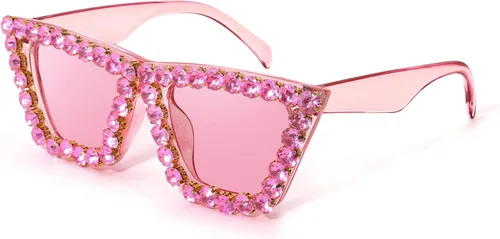 Vista 2 de FEISEDY Gafas de sol de ojo de gato cuadradas de cristal para mujer, gafas de sol brillantes de moda retro Cateye B2898