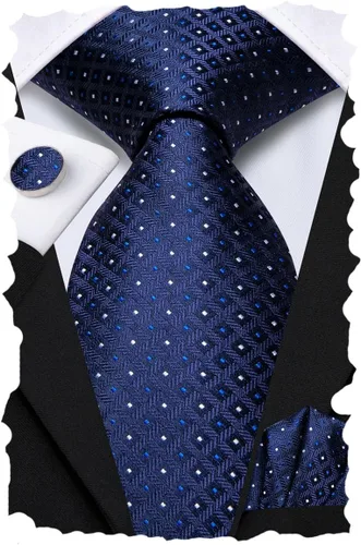 Vista 108 de Hi-Tie Corbata clásica de cachemira para hombre con pañuelo y gemelos a cuadros