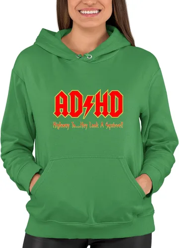 Vista 64 de Go All Out Sudadera con capucha para hombre y mujer con texto en inglés "Highway To Hey Look A Squirrel