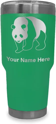 Vista 27 de LaserGram Vaso aislado al vacío de 20 onzas, oso panda, grabado personalizado incluido (negro)