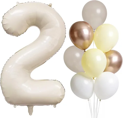 Vista 17 de Globo color crema número 1 de 40 pulgadas, color beige nude, número 1, con globos de arena blanca, globos beige nude champán, crema neutra