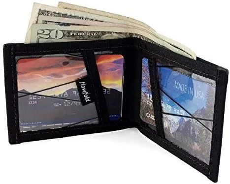 Vista 3 de Flowfold RFID Blocking Vanguard Billetera Bifold Durable Slim Wallet Frontal bolsillo cartera cartera bifold hecha en Estados Unidos Cartera hecha