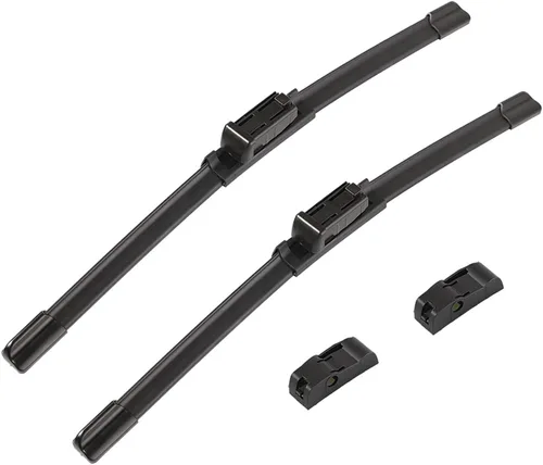 Vista 17 de ANRDDO Limpiaparabrisas de repuesto de fábrica para Audi A6 C6 S6 A6 2005-2011 Juego de limpiaparabrisas de 22"+22" con bloqueo superior