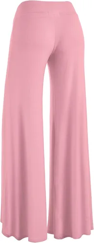 Vista 3 de Made By Johnny Pantalones palazzo elásticos de pierna ancha para mujer, lisos, casuales, cómodos