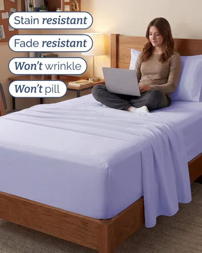 Vista 711 de Extra Deep Twin XL Sheet Set - 3 Piece College Dorm Room - White 01-Blanco