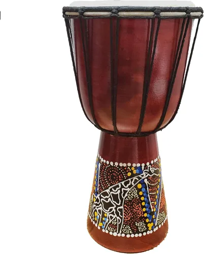 Vista 15 de Djembe decorativo de novedad de 6" de alto x 4" de ancho en la parte superior (Abstracto, 15.2 cm)