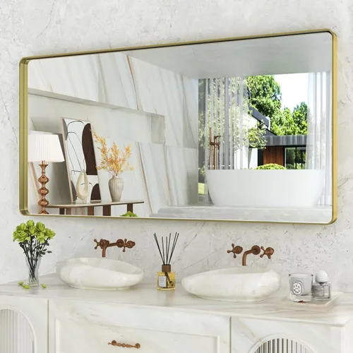 Vista 78 de WEER - Espejo de baño con luces LED, 50x70cm, espejo de tocador montado en la pared, 3 colores regulables, almohadilla antiempañante retroiluminada