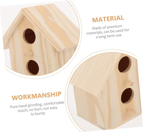 Vista 4 de Cabilock 2 piezas de decoración de mano de nido de madera, decoración de madera, decoración de madera, casas de madera para manualidades, kit