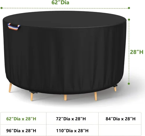 Vista 3 de STARTWO Fundas redondas para muebles de patio, fundas impermeables para muebles de exterior, resistentes a los rayos UV