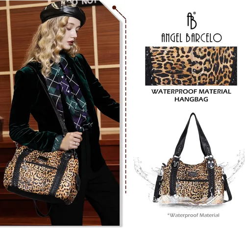 Vista 166 de Angel Barcelo - Bolsa de hombro amplia para mujer, diseño Hobo, cuero lavado