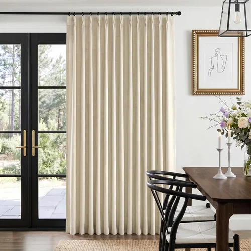 Vista 26 de 100% Blackout Shield Cortinas opacas con textura y aspecto de lino de 72 pulgadas de largo, juego de 2 paneles de cortinas opacas de lino sintético