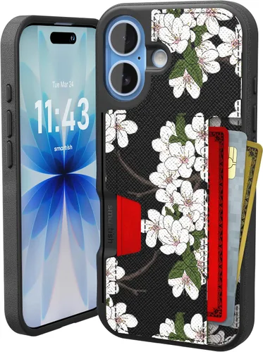 Vista 22 de Smartish Funda tipo cartera para iPhone 11 Pro - Wallet Slayer Vol. 2 [soporte protector delgado] tarjetero (seda) - Black Tie Affair