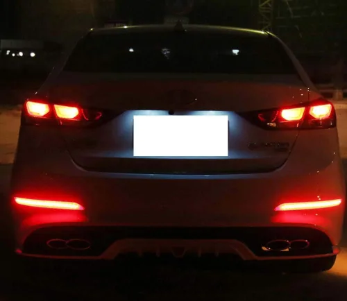 Vista 5 de iJDMTOY luces LED de reflector de parachoques completo lente roja Compatible con 2017 2018 Hyundai Elantra Sedán, función como luces traseras