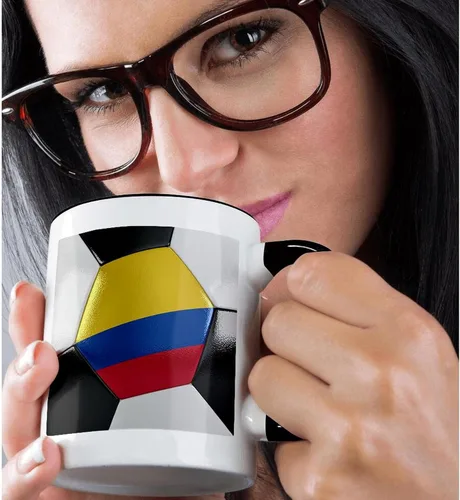 Vista 2 de 3dRose Colombia - Taza de fútbol (11 onzas), color negro