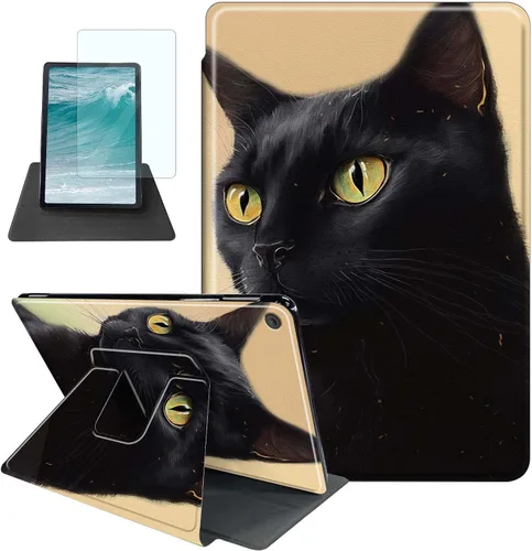 Vista 22 de Rossy Funda para tablet Kindle Fire HD 8 y Fire HD 8 Plus (12ª/10ª generación 2022/2020) + protector de pantalla giratorio de 360 grados, funda