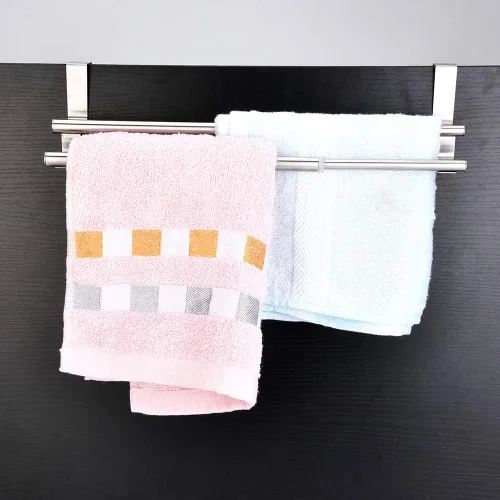 Vista 6 de Srliya Staless - Toallero de plástico para colocar sobre la puerta de 26 × 13 × 3 capas dobles de acero inoxidable telescópico toallero organizador