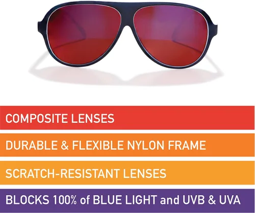 Vista 5 de Oficial Blublocker Azul Marino AzulBlanco Aviator anteojos de sol con lente de espejo azul