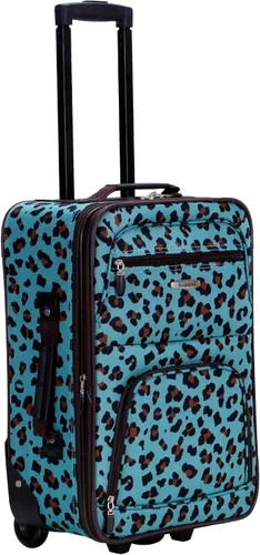 Vista 8 de Rockland Jungle Softside Juego de maletas verticales, Azul Leopard), F125