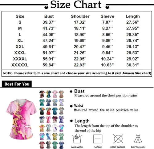 Vista 3 de Under Scrub Tops - Camiseta de manga corta transpirable con cuello en V y bolsillos para mujer